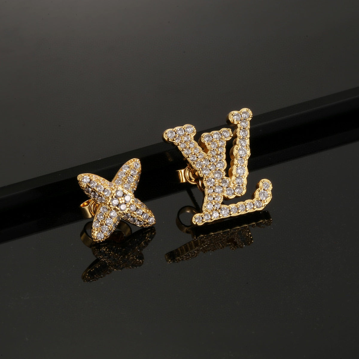 Louis Vuitton Gold-Tone LV and Flower Stud Earrings - album image 3
