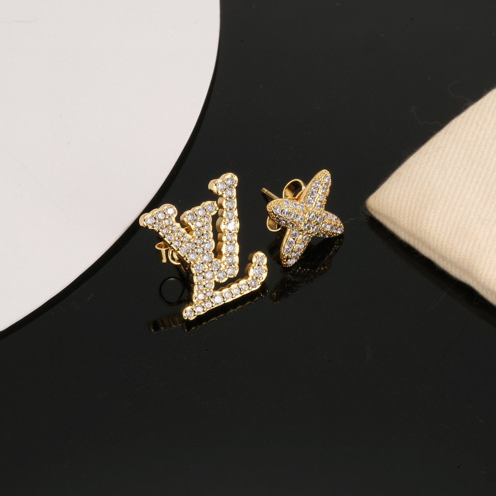 Louis Vuitton Gold-Tone LV and Flower Stud Earrings - album image 1