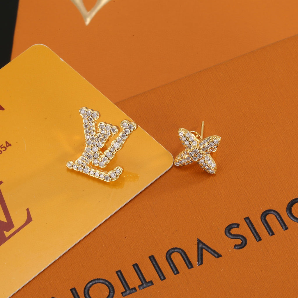 Louis Vuitton Gold-Tone LV and Flower Stud Earrings - album image 4