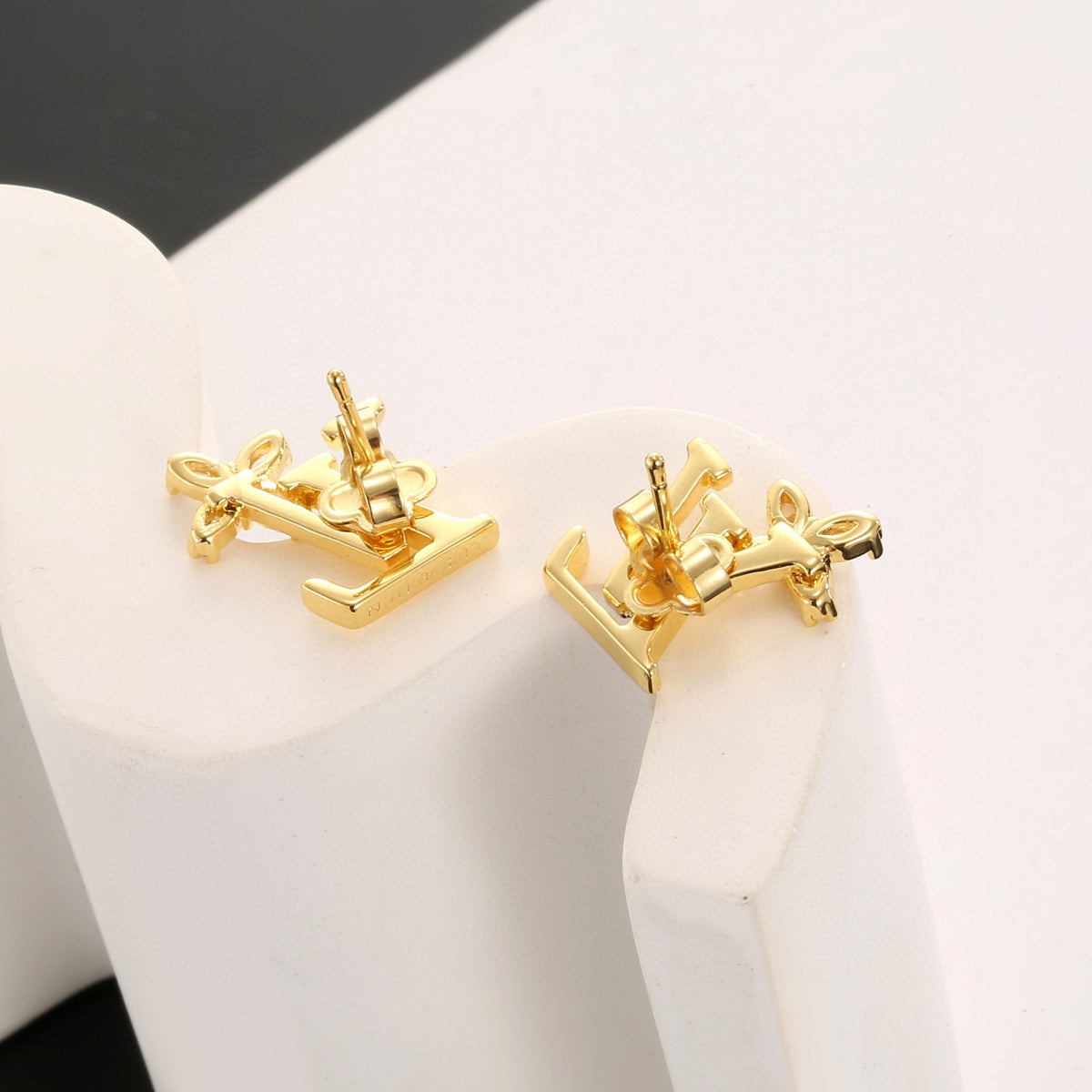 Louis Vuitton Gold-Tone LV and Flower Stud Earrings - album image 5