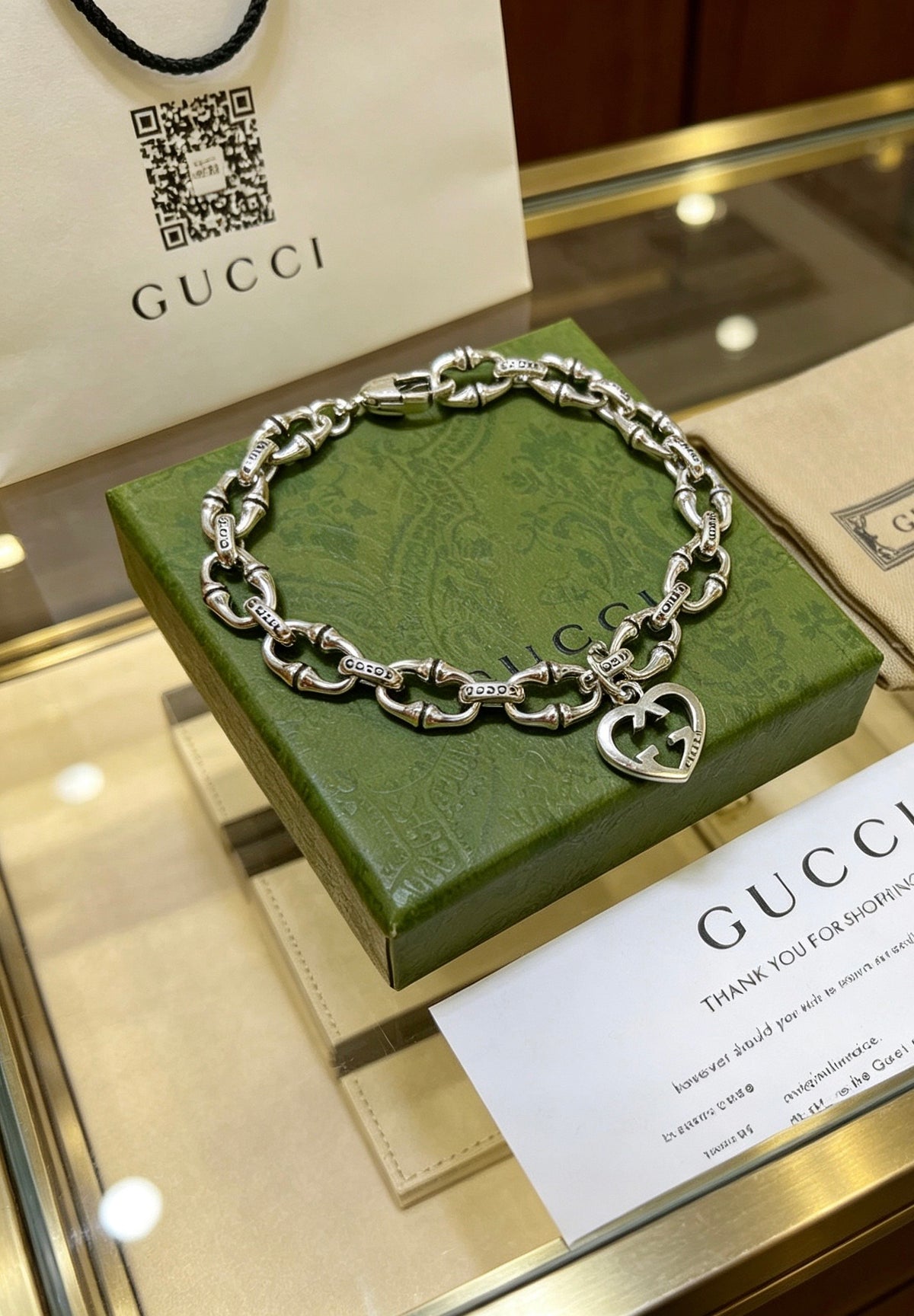 Gucci Silver-Tone Double Chain Charm Bracelet - album image 5