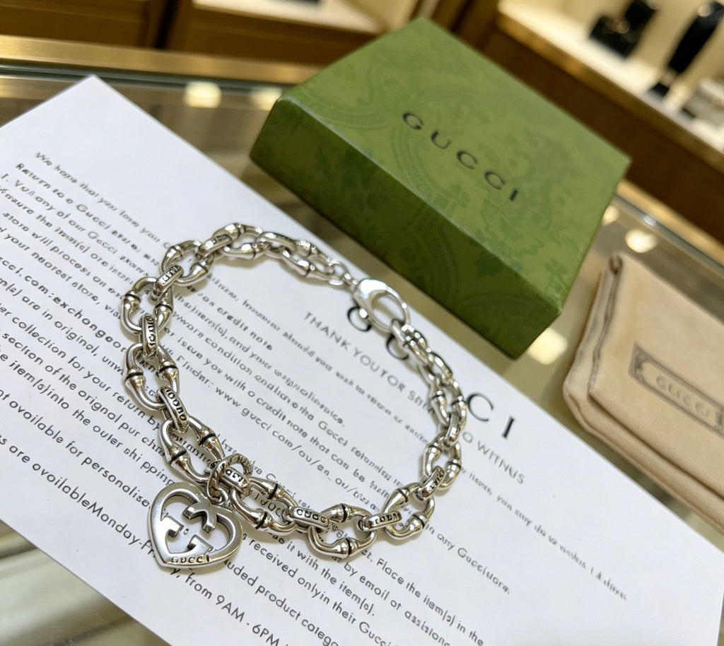 Gucci Silver-Tone Double Chain Charm Bracelet - album image 4