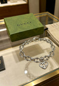 Gucci Silver-Tone Double Chain Charm Bracelet - album image 1