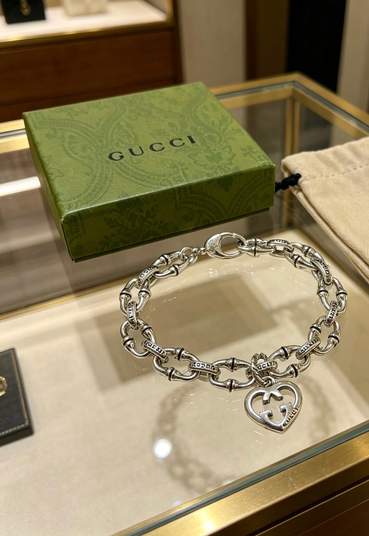 Gucci Silver-Tone Double Chain Charm Bracelet - album image 1