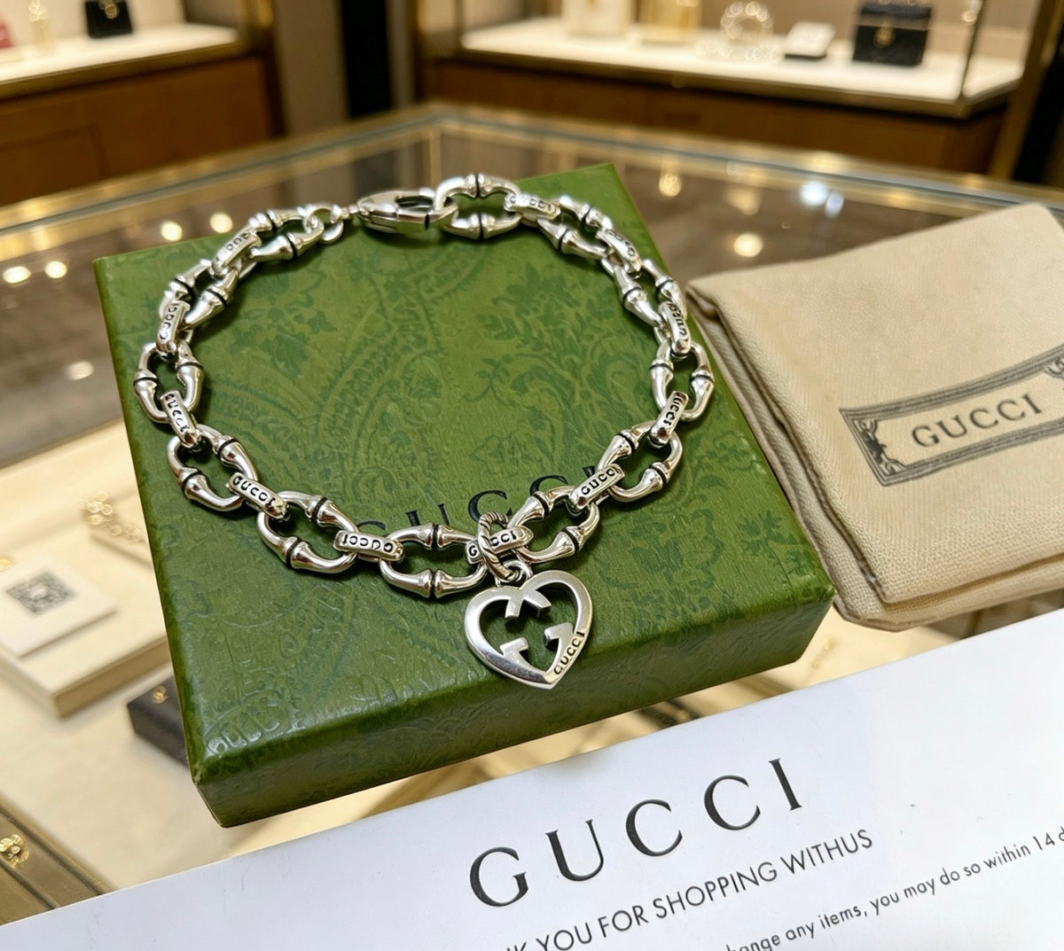 Gucci Silver-Tone Double Chain Charm Bracelet - album image 2