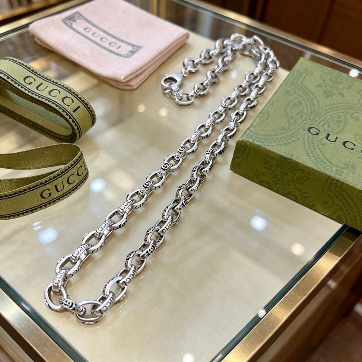 Gucci Anger Forest Interlocking G Antiqued Chain Necklace - album image 2