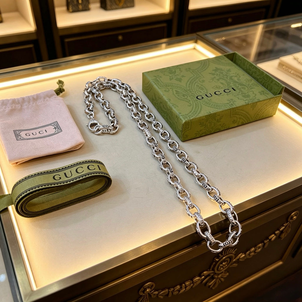 Gucci Anger Forest Interlocking G Antiqued Chain Necklace - album image 10