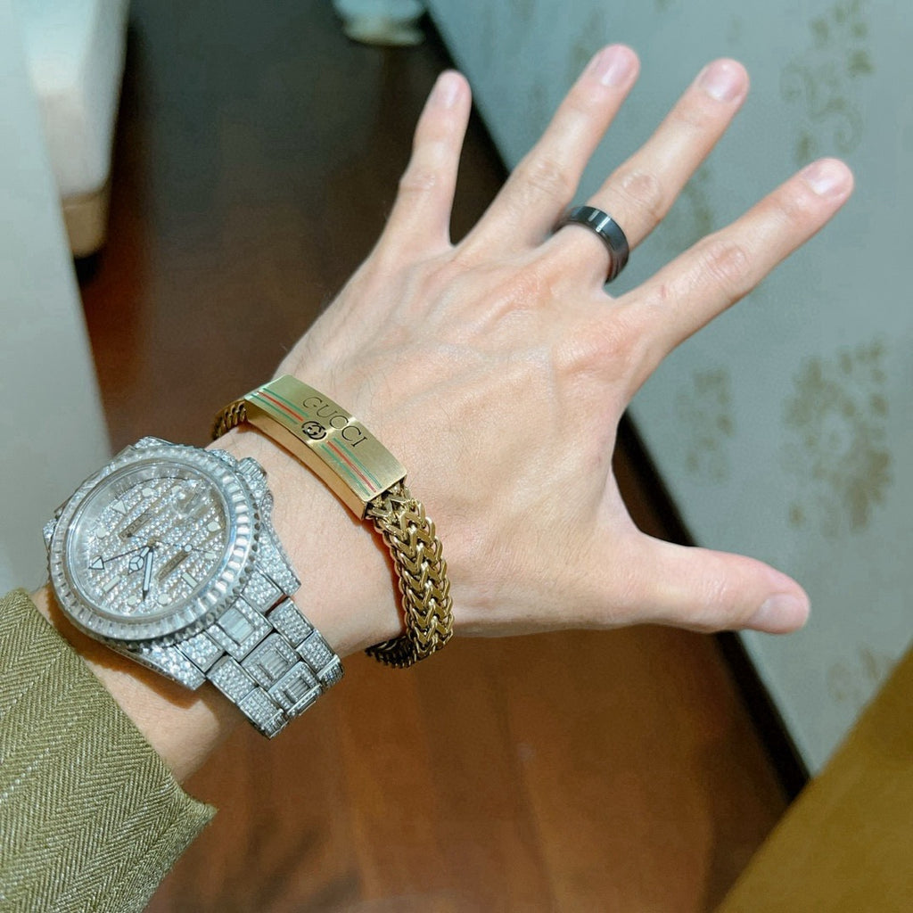 Gucci Gold-Tone Wide Woven Open Bangle - album image 3