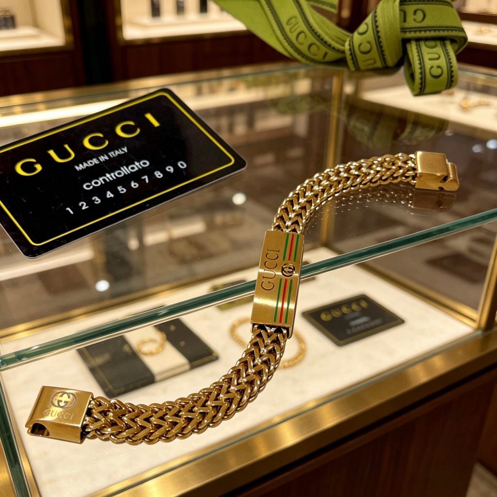Gucci Gold-Tone Wide Woven Open Bangle - album image 4