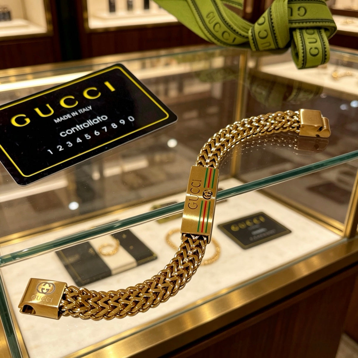 Gucci Gold-Tone Wide Woven Open Bangle - album image 4