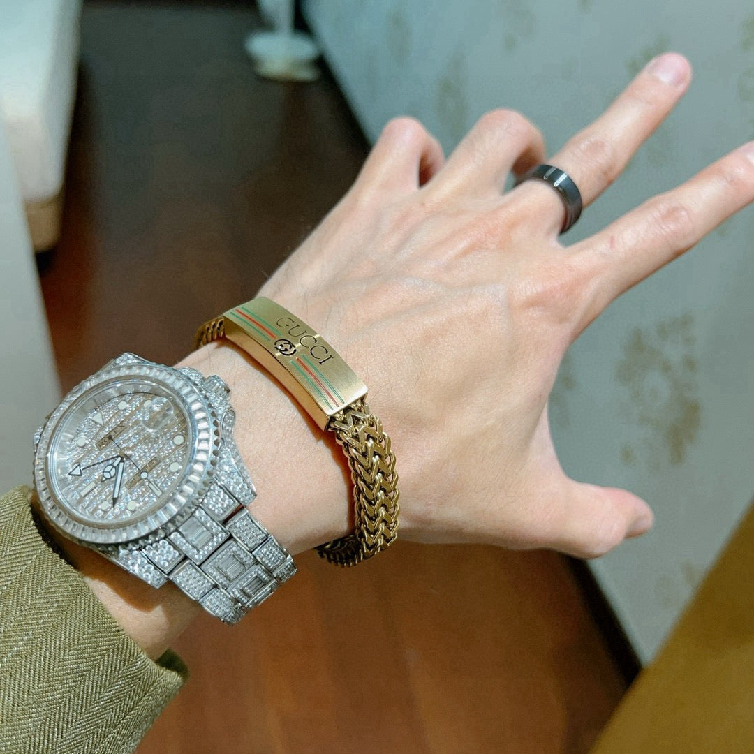 Gucci Gold-Tone Wide Woven Open Bangle - album image 6