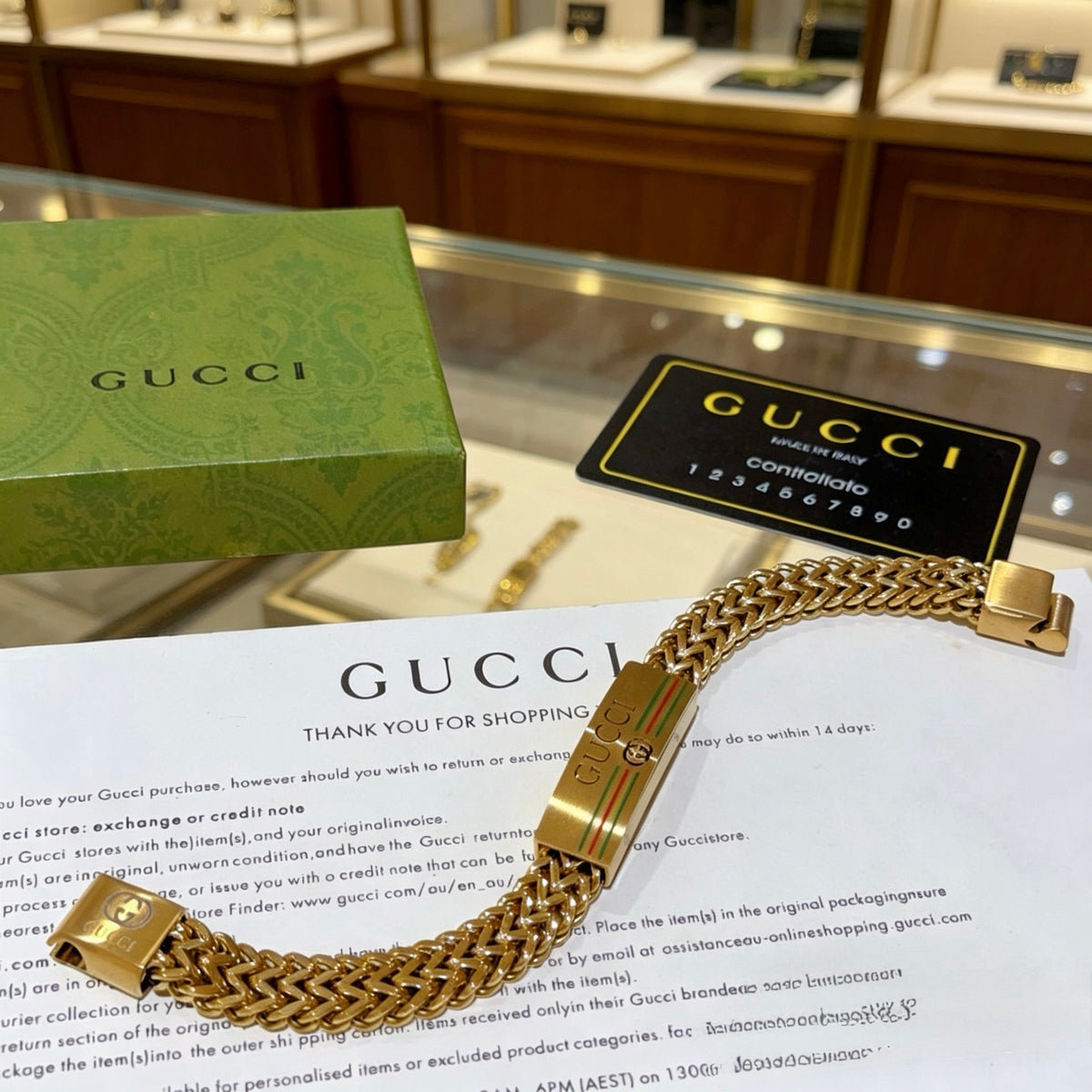 Gucci Gold-Tone Wide Woven Open Bangle - album image 2