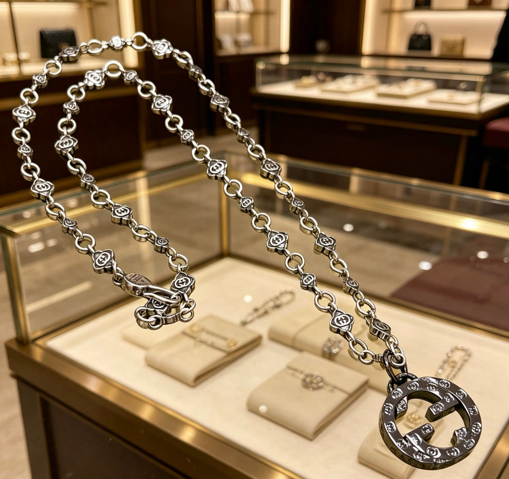 Gucci Anger Forest Interlocking G Antique Silver-Tone Silver-Tone Antiqued Chain Necklace - album image 5