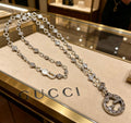 Gucci Anger Forest Interlocking G Antique Silver-Tone Silver-Tone Antiqued Chain Necklace - album image 1