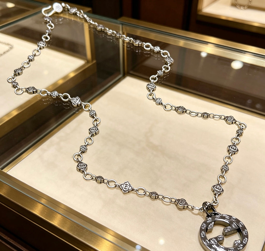 Gucci Anger Forest Interlocking G Antique Silver-Tone Silver-Tone Antiqued Chain Necklace - album image 2