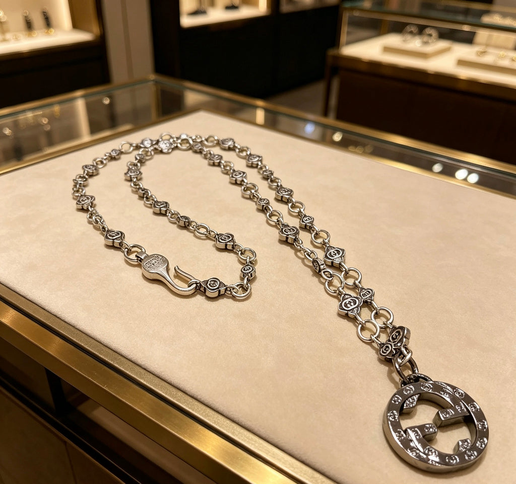 Gucci Anger Forest Interlocking G Antique Silver-Tone Silver-Tone Antiqued Chain Necklace - album image 7