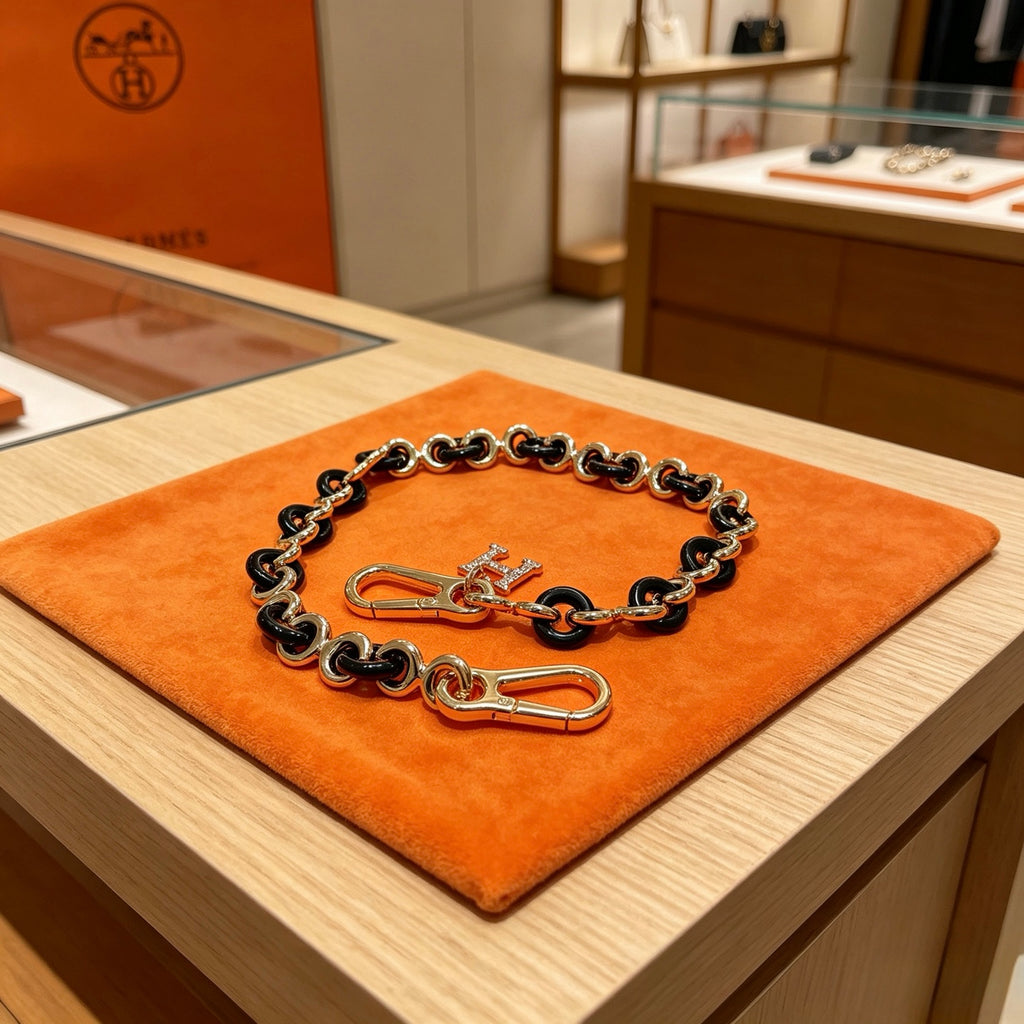 Hermès Black Anchor-Link Keychain - album image 3