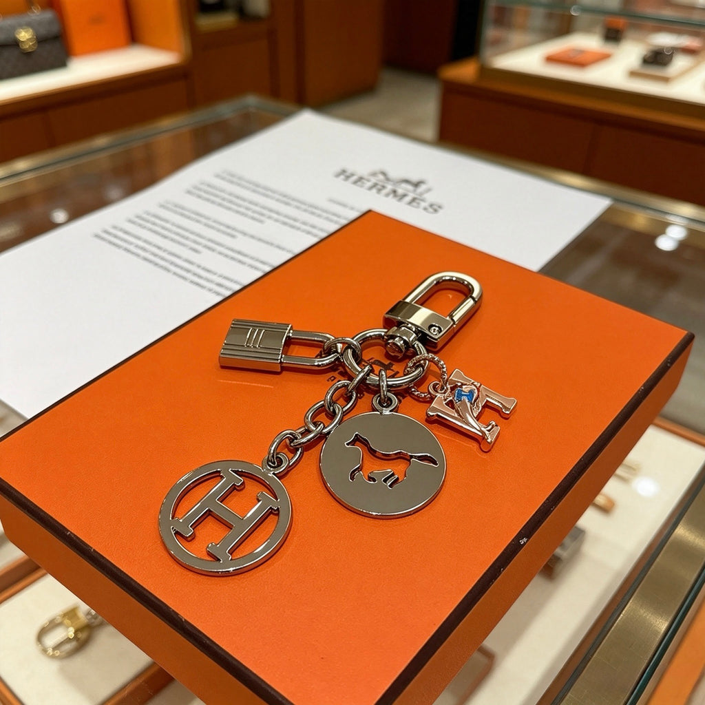 Hermès Silver-Tone H Disc and Handbag-Charm Keychain - album image 6