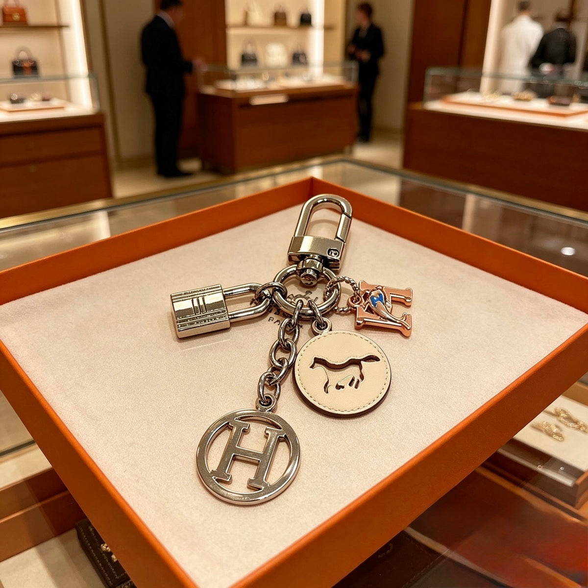 Hermès Silver-Tone H Disc and Handbag-Charm Keychain - album image 4