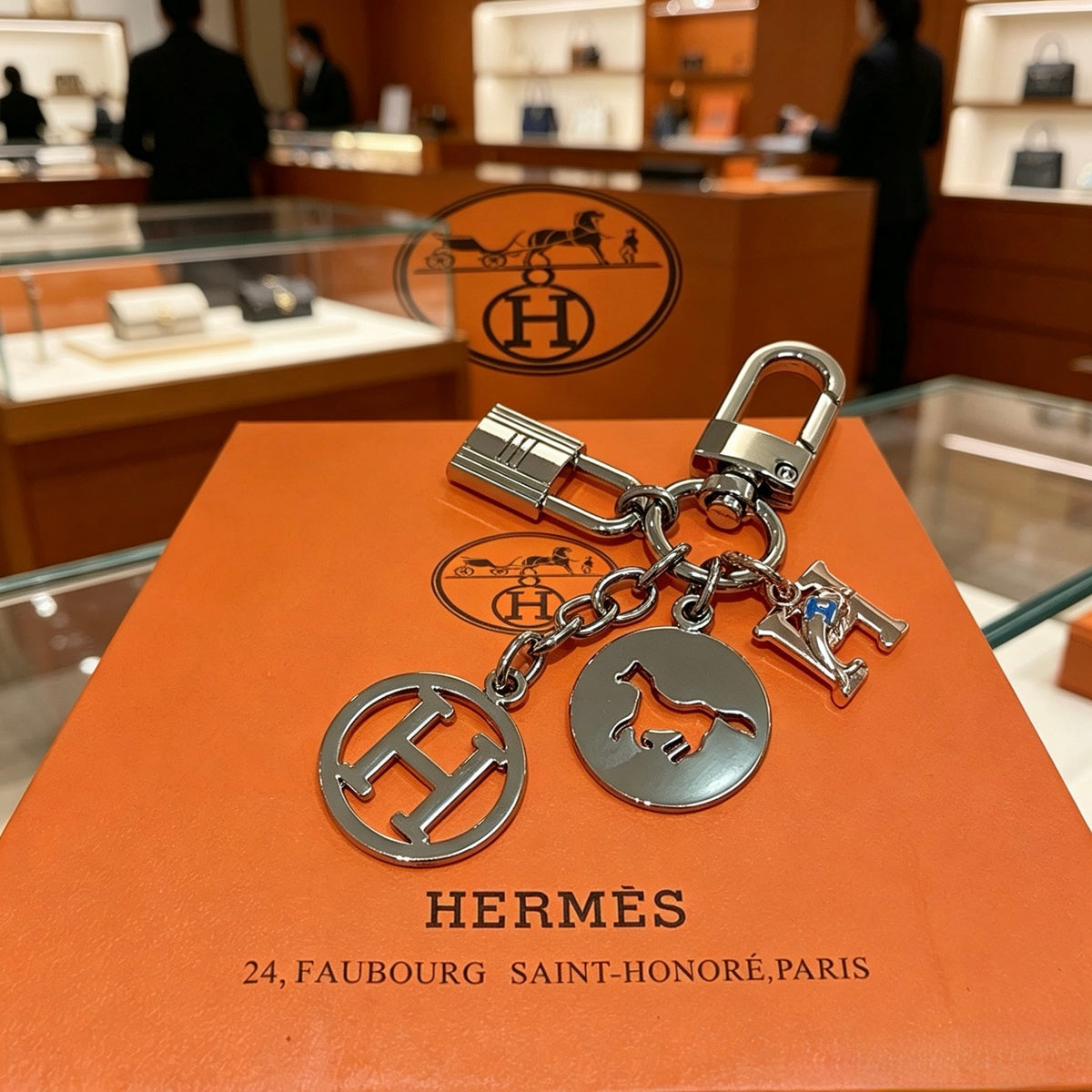 Hermès Silver-Tone H Disc and Handbag-Charm Keychain - album image 2