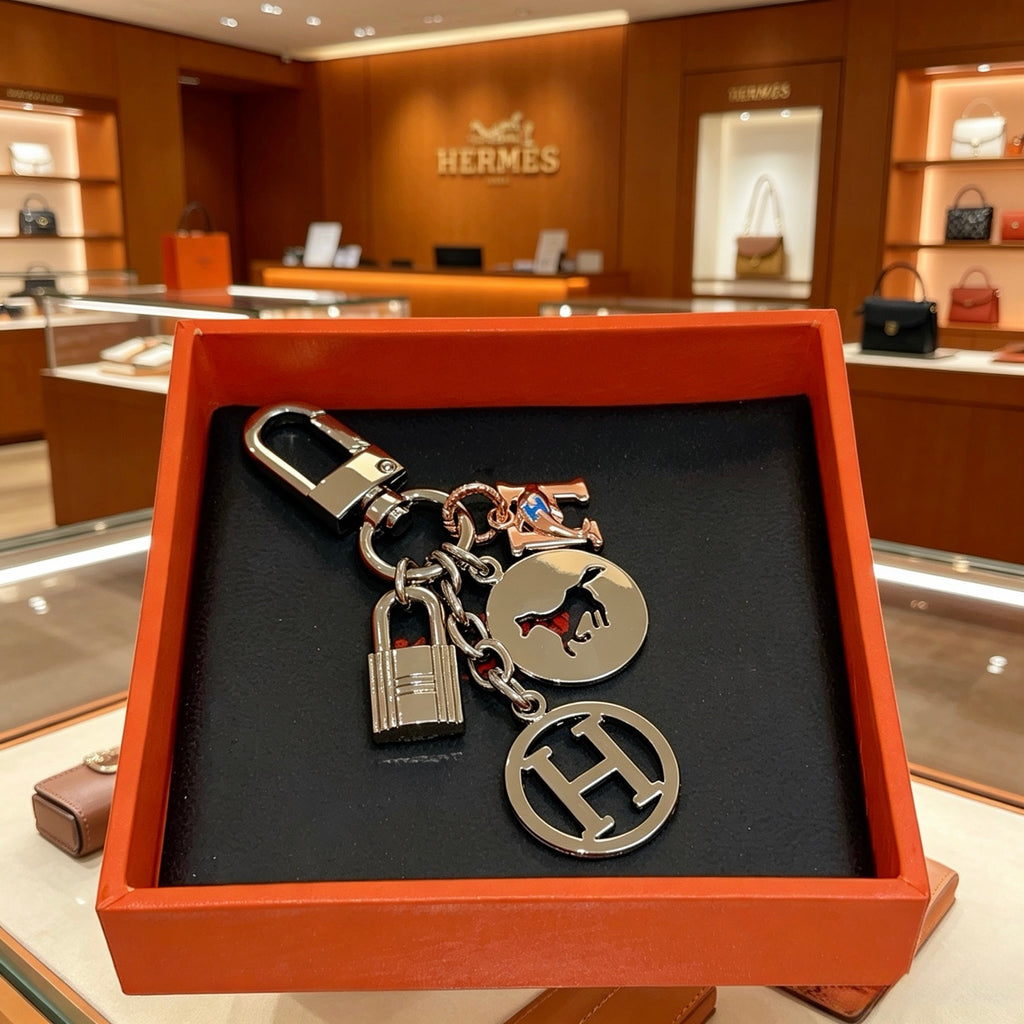 Hermès Silver-Tone H Disc and Handbag-Charm Keychain - album image 3