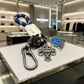 Balenciaga Silver-Tone BB and Blue Charm Keychain - album image 1