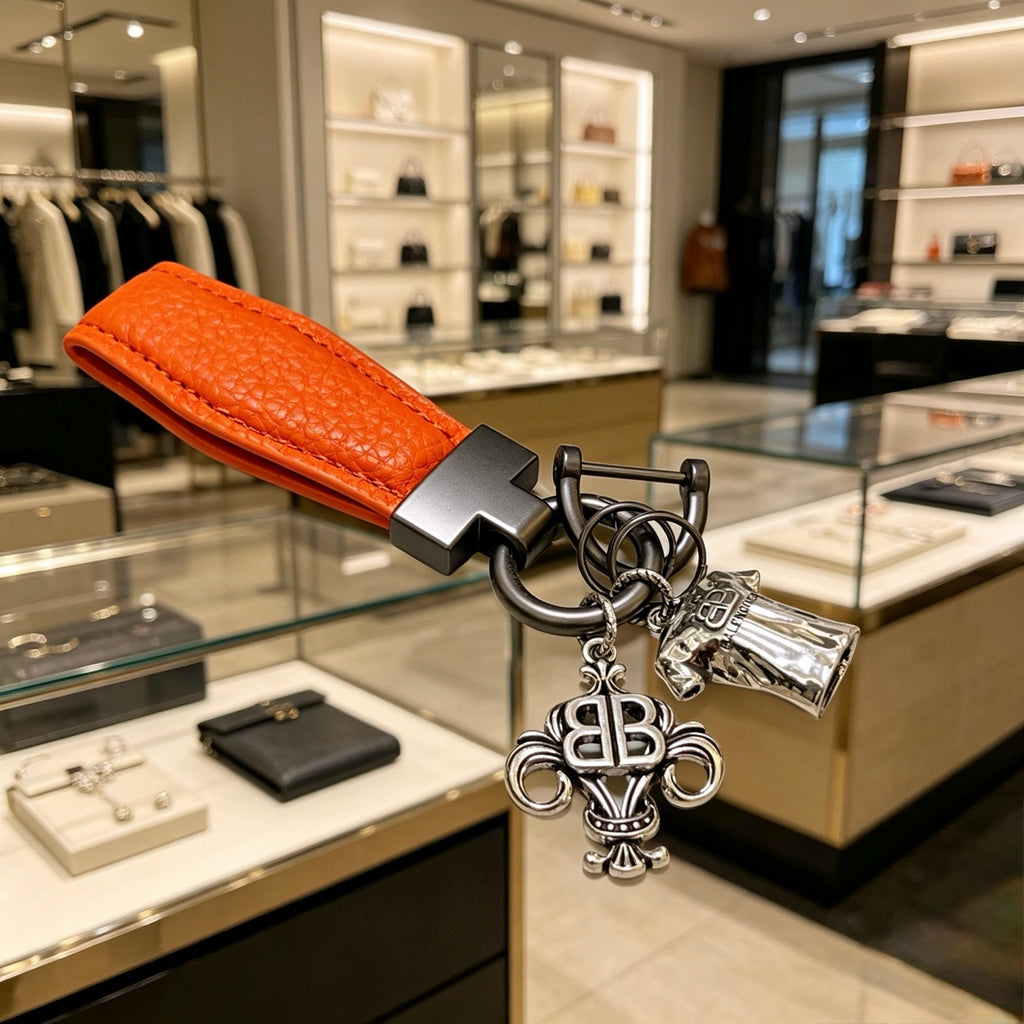 Balenciaga Orange Strap Charm Cluster Keychain - album image 5