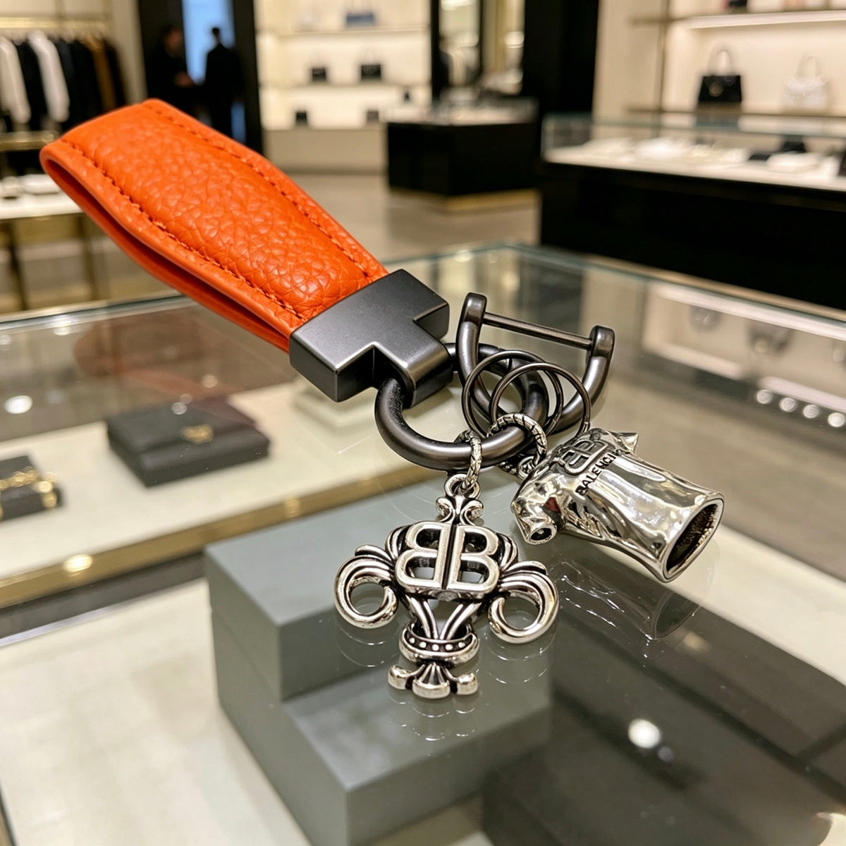 Balenciaga Orange Strap Charm Cluster Keychain - album image 4