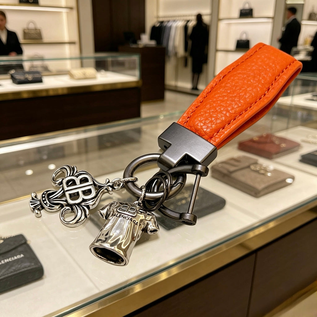 Balenciaga Orange Strap Charm Cluster Keychain - album image 1
