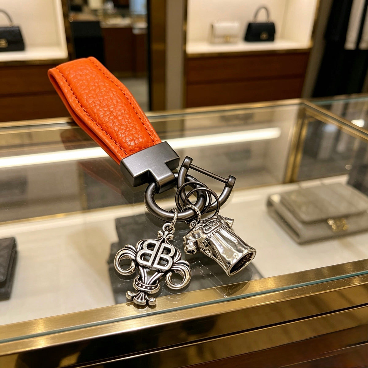 Balenciaga Orange Strap Charm Cluster Keychain - album image 6