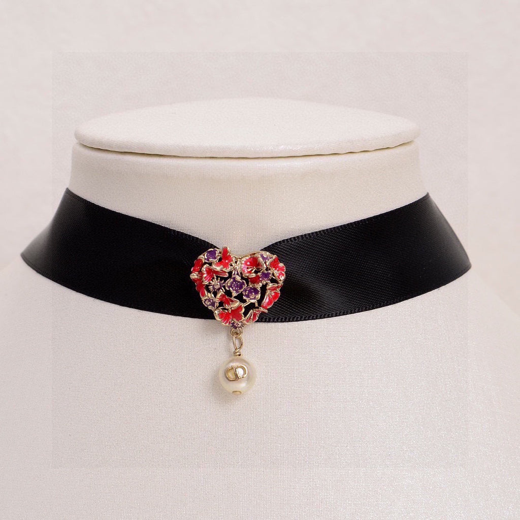 Dior Black Choker with Red Floral Medallion - product image 14