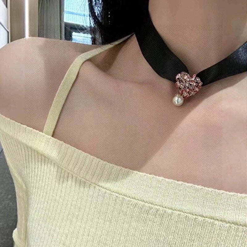 Dior Black Choker with Red Floral Medallion - product image 10