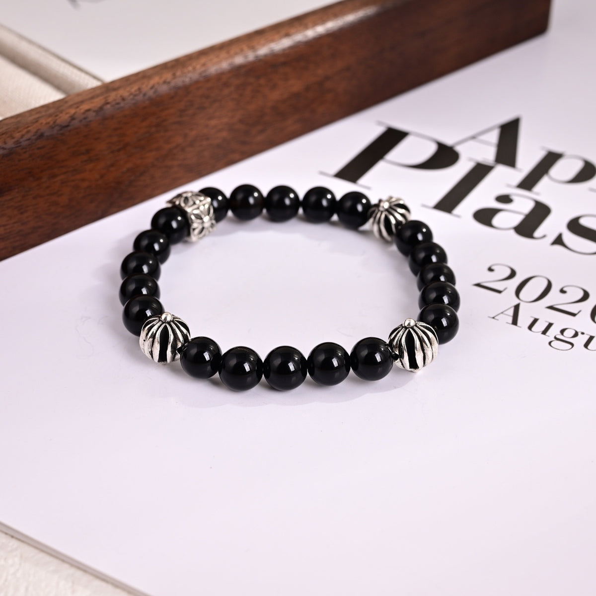 Chrome Hearts Black Bead Carved Spacer Bracelet - album image 3