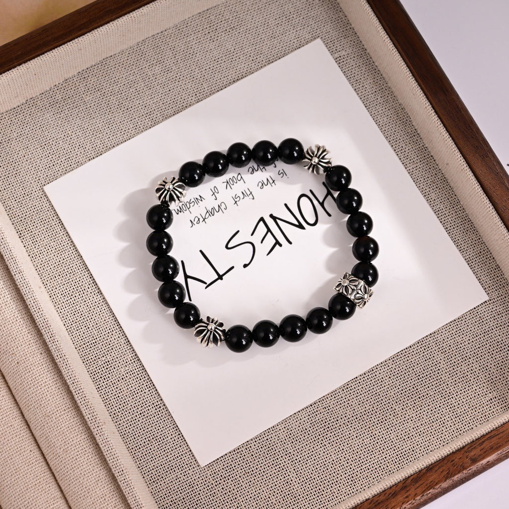 Chrome Hearts Black Bead Carved Spacer Bracelet - album image 2