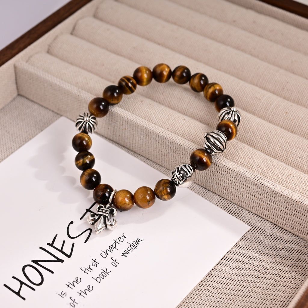 Chrome Hearts Warm Brown Bead Cross Bracelet - album image 3
