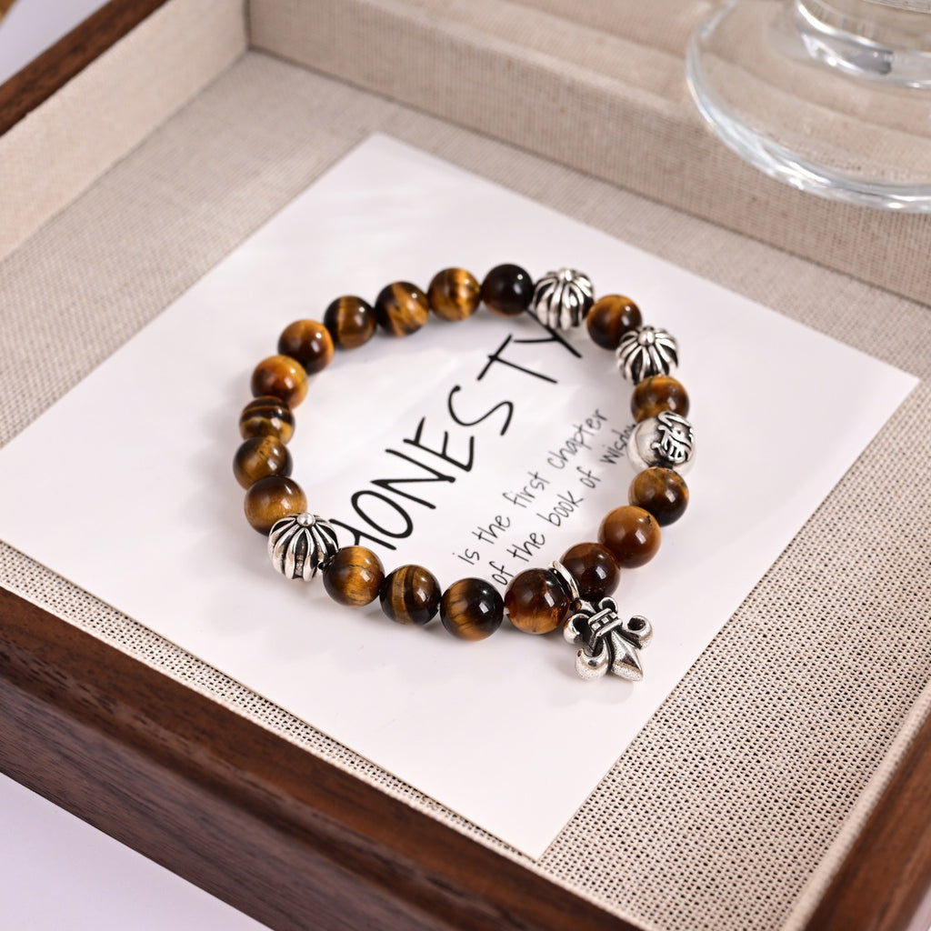 Chrome Hearts Warm Brown Bead Cross Bracelet - album image 4