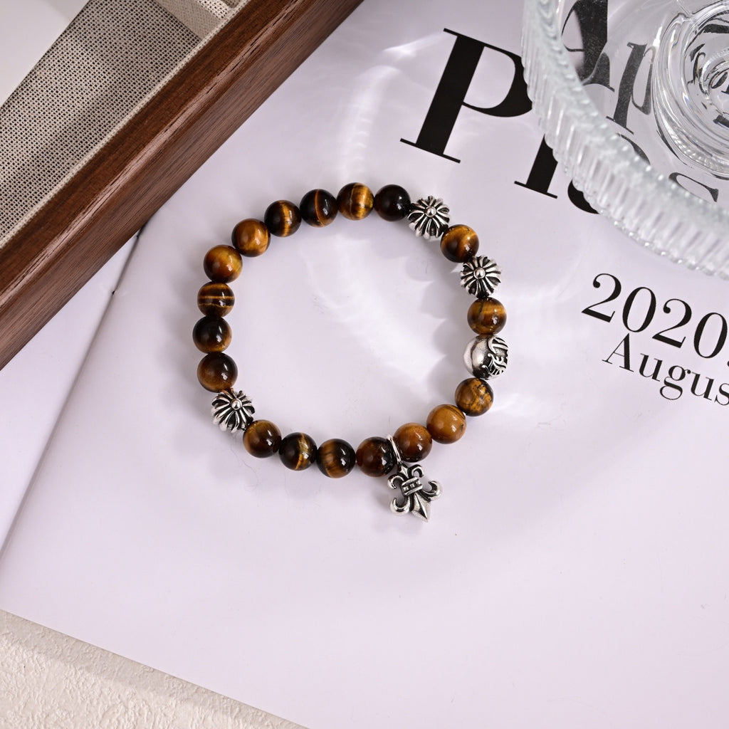 Chrome Hearts Warm Brown Bead Cross Bracelet - album image 1