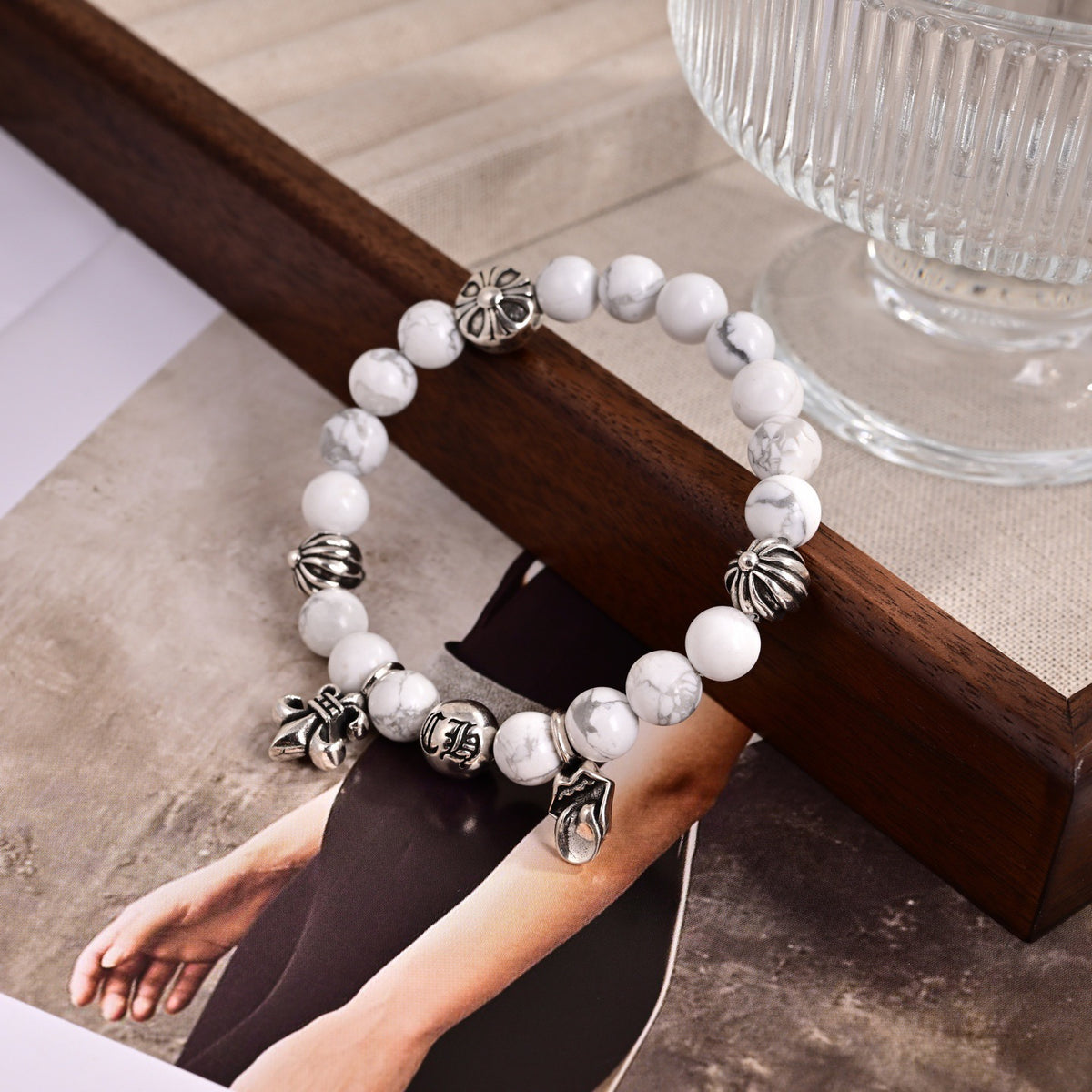 Chrome Hearts White Bead Cluster Charm Bracelet - album image 3