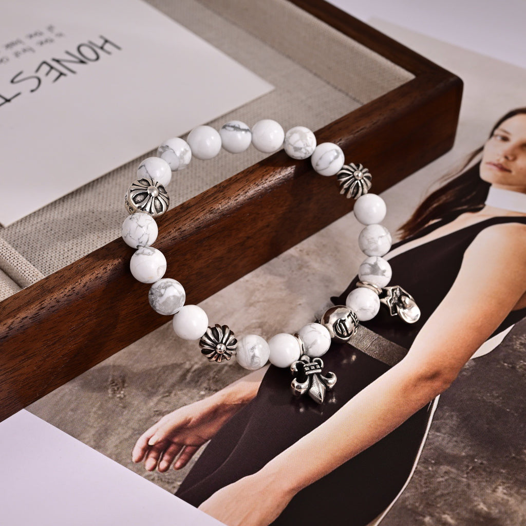 Chrome Hearts White Bead Cluster Charm Bracelet - album image 5
