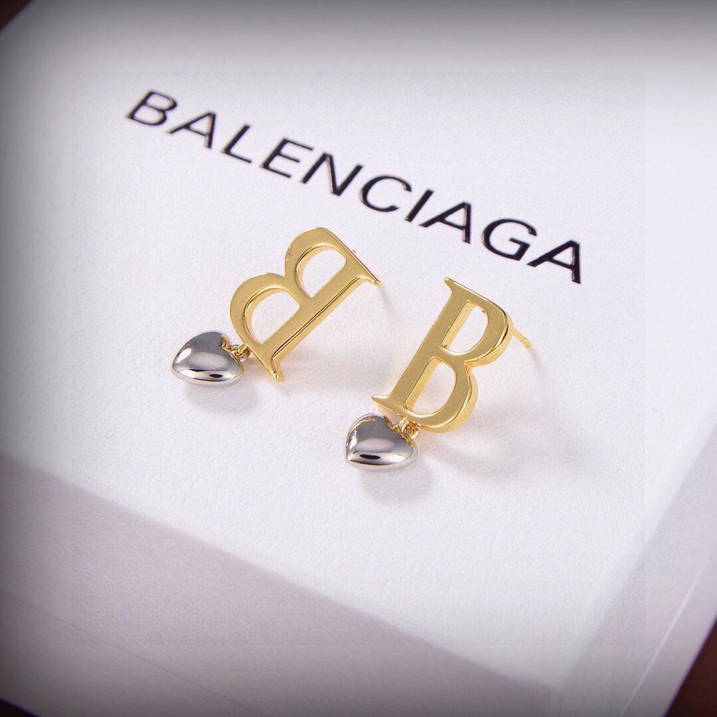 Balenciaga Gold-Tone BB and Crystal Drop Earrings - album image 2