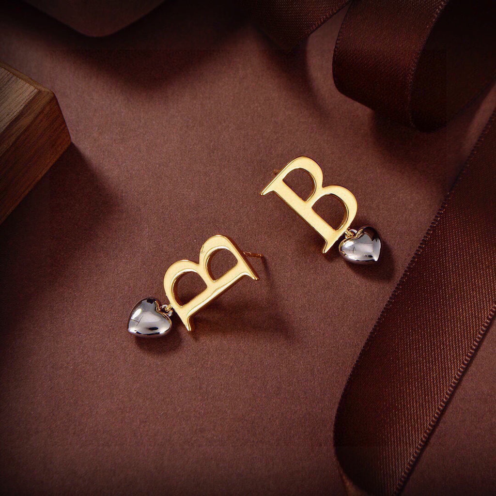 Balenciaga Gold-Tone BB and Crystal Drop Earrings - album image 5