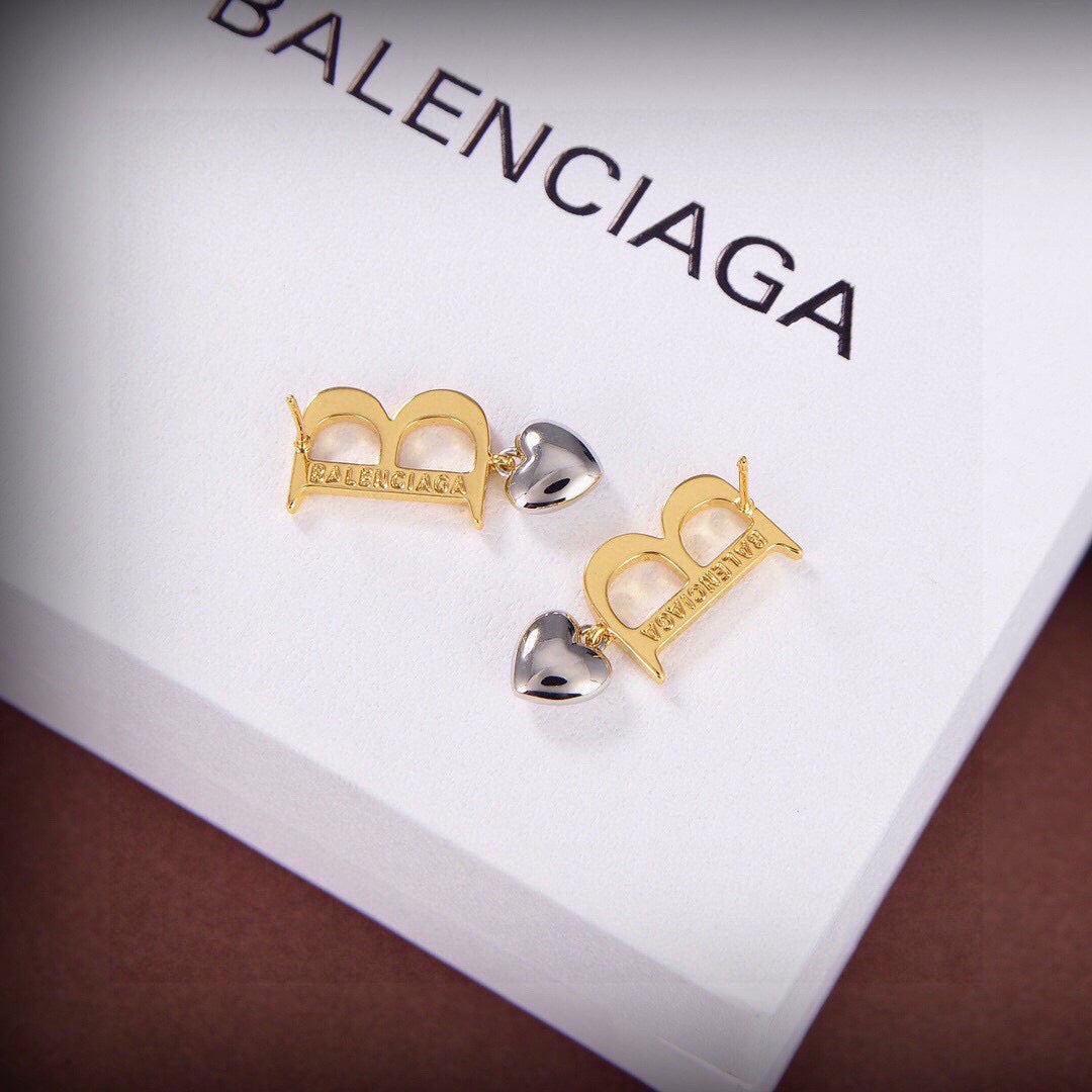 Balenciaga Gold-Tone BB and Crystal Drop Earrings - album image 4