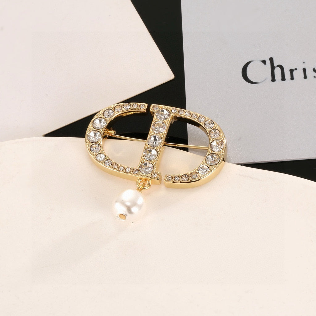 Dior CD Crystal Pearl-Look Drop Brooch - product image 23