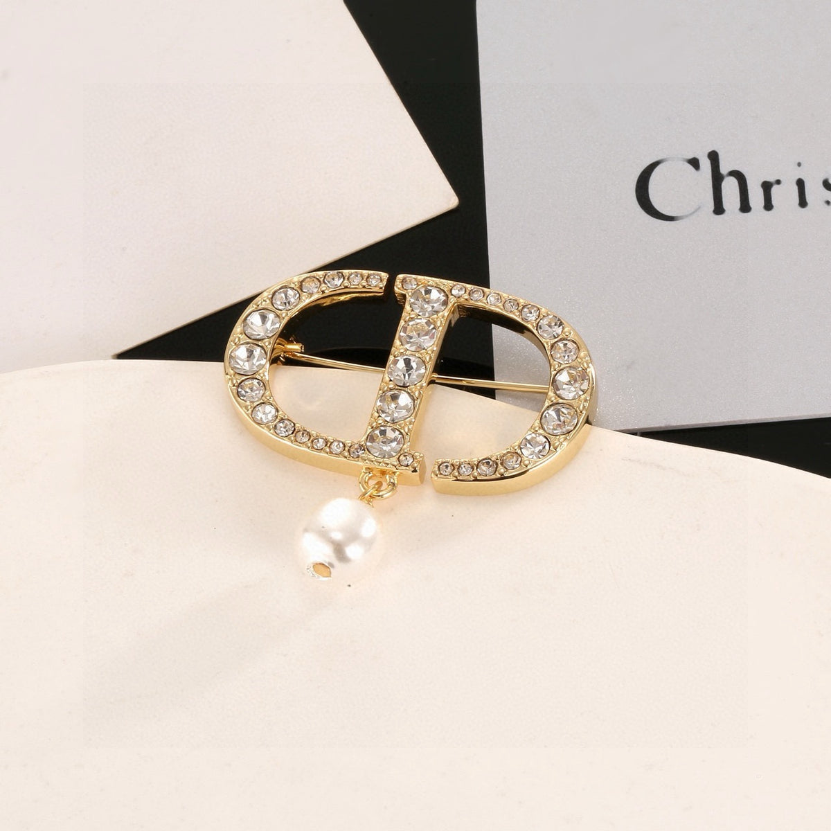 Dior CD Crystal Pearl-Look Drop Brooch - product image 23