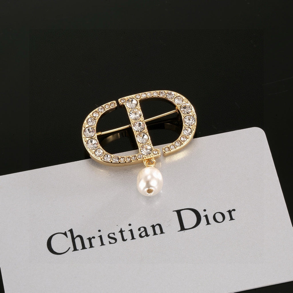 Dior CD Crystal Pearl-Look Drop Brooch - product image 21