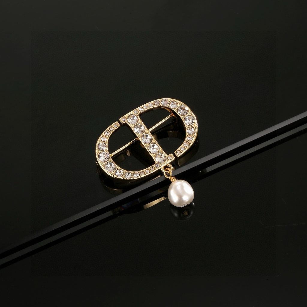 Dior CD Crystal Pearl-Look Drop Brooch - product image 22