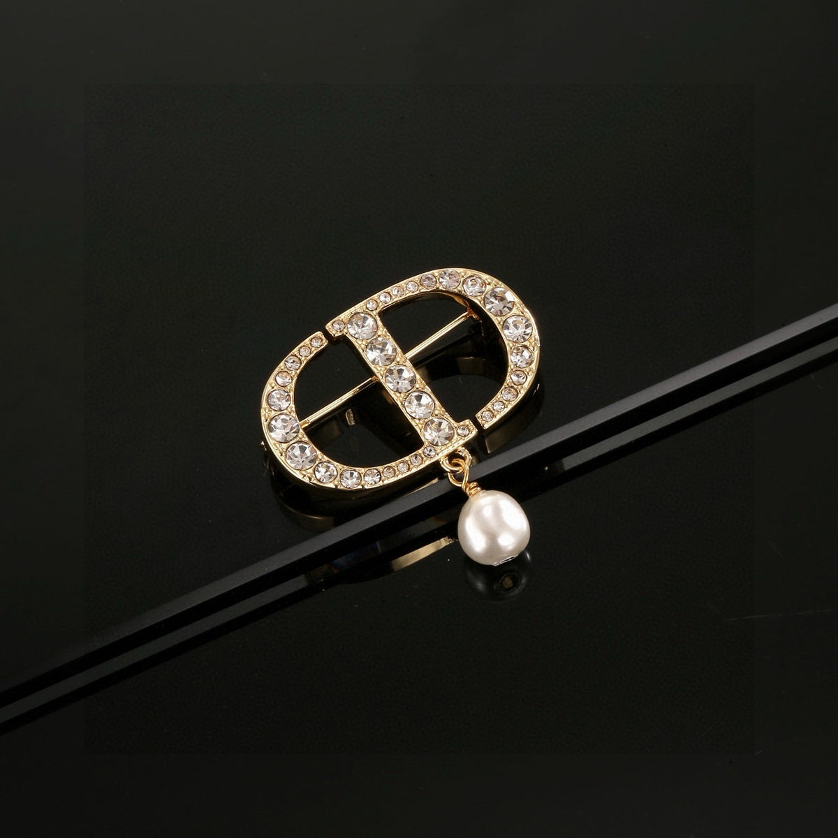 Dior CD Crystal Pearl-Look Drop Brooch - product image 22
