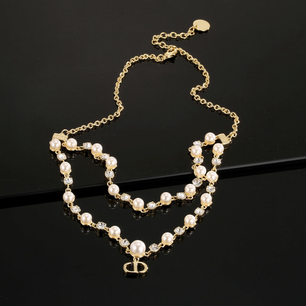 Dior Layered Pearl-Look Letter Necklace - product image 2