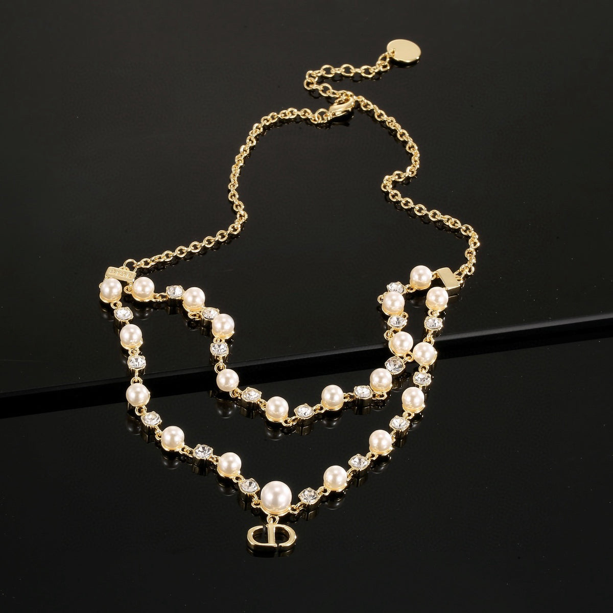 Dior Layered Pearl-Look Letter Necklace - product image 2