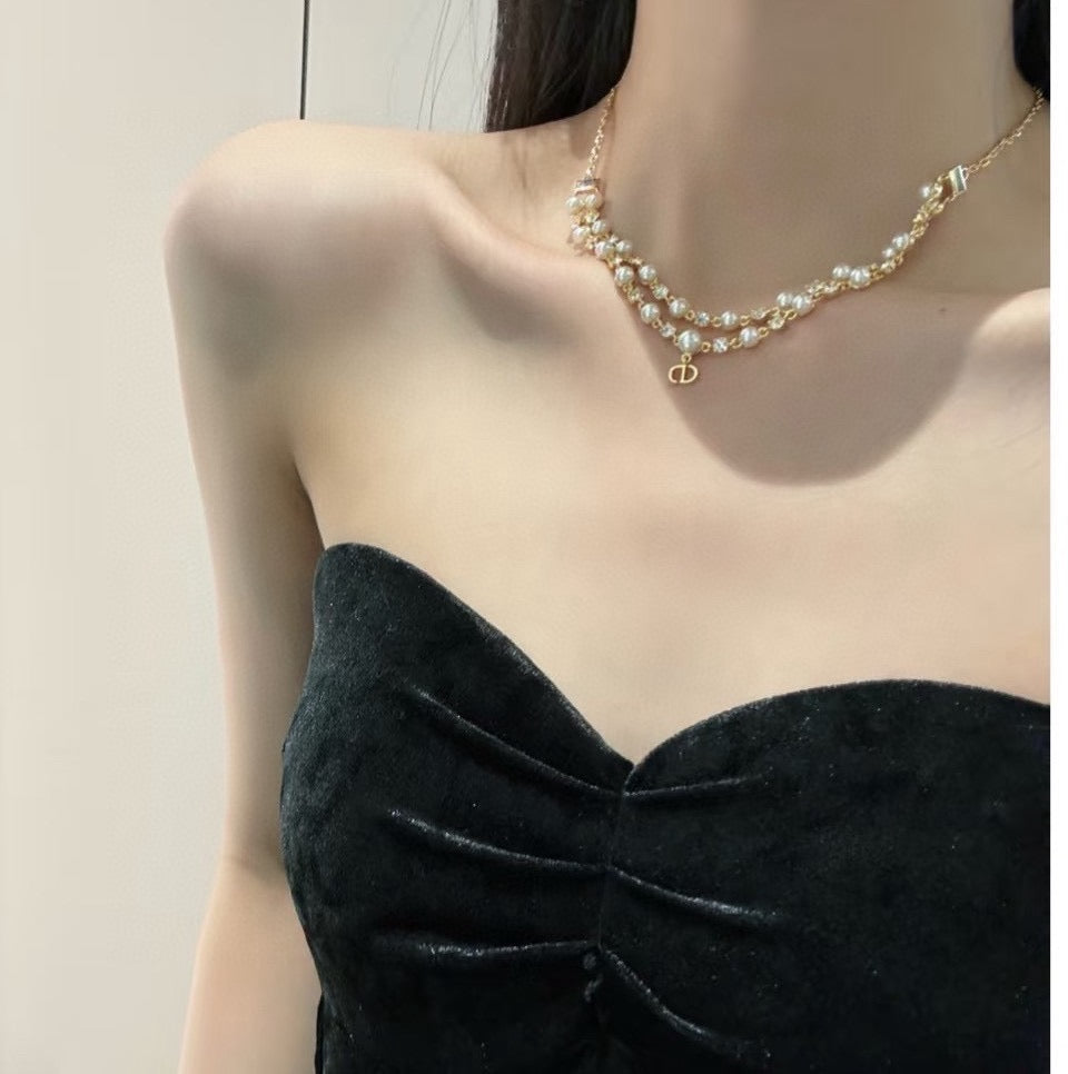 Dior Layered Pearl-Look Letter Necklace - product image 3